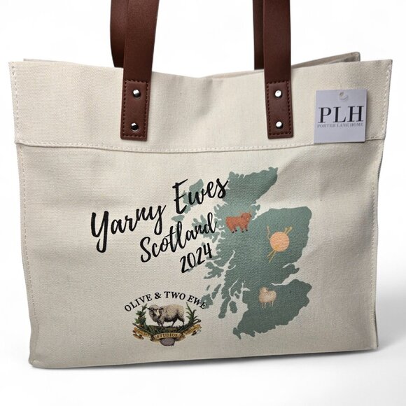 NWT Porter Lane Home Canvas Shoulder Tote Bag Scotland Graphics Shopper Travel - Picture 1 of 8